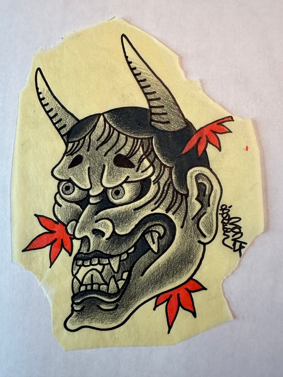 Image of Black Hannya/ red leaves 2024