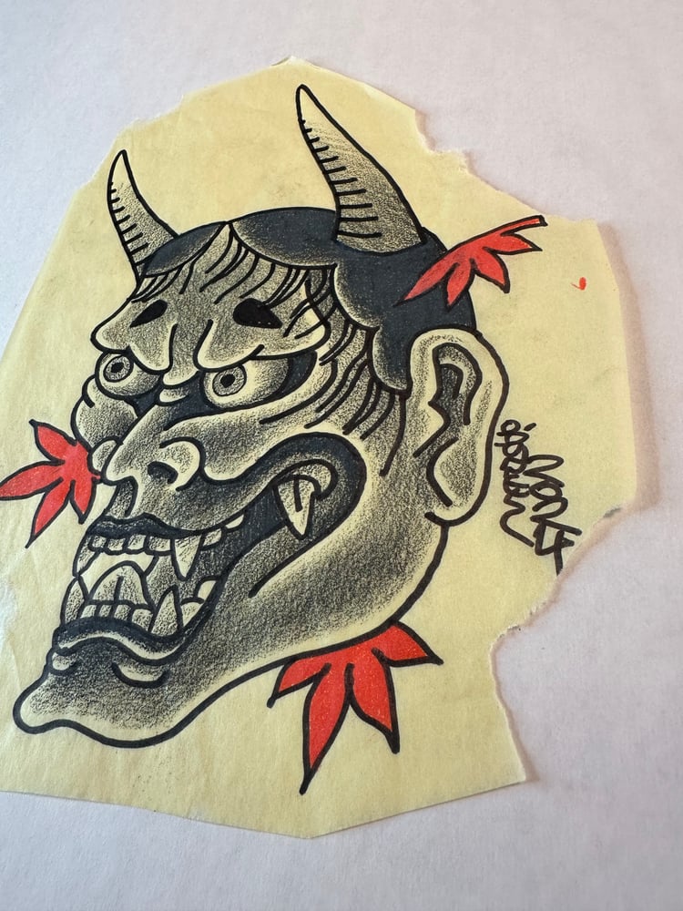 Image of Black Hannya/ red leaves 2024