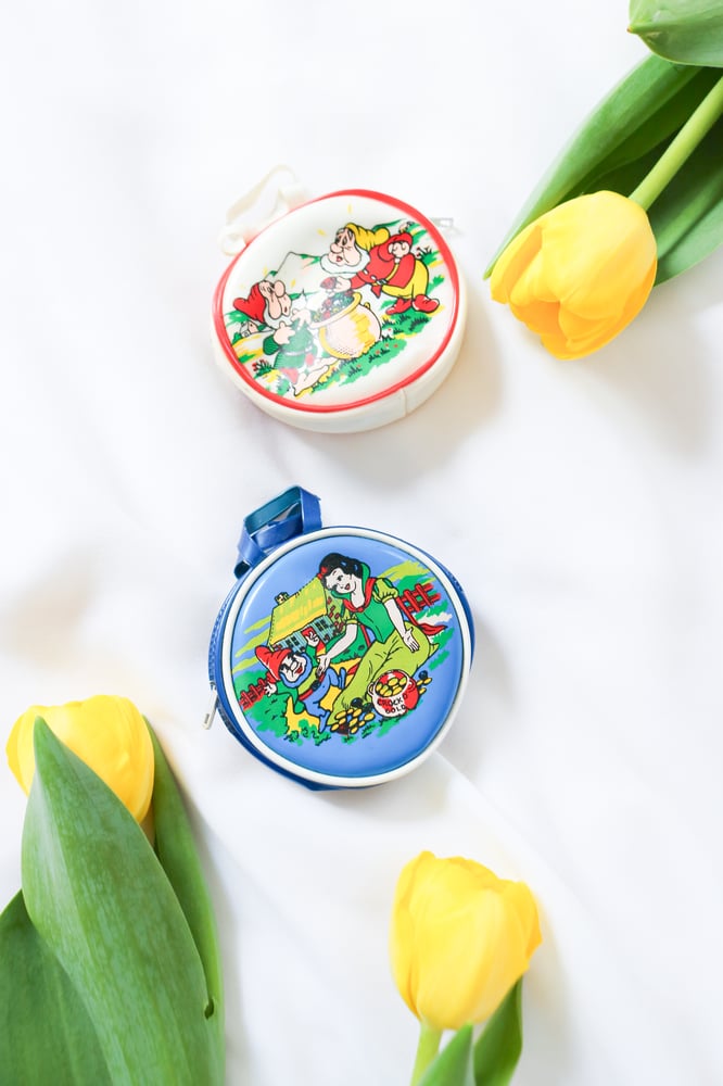 Image of RARE Vintage 1960s Disney Snow White and the Seven Dwarfs Set of Two Coin Purses