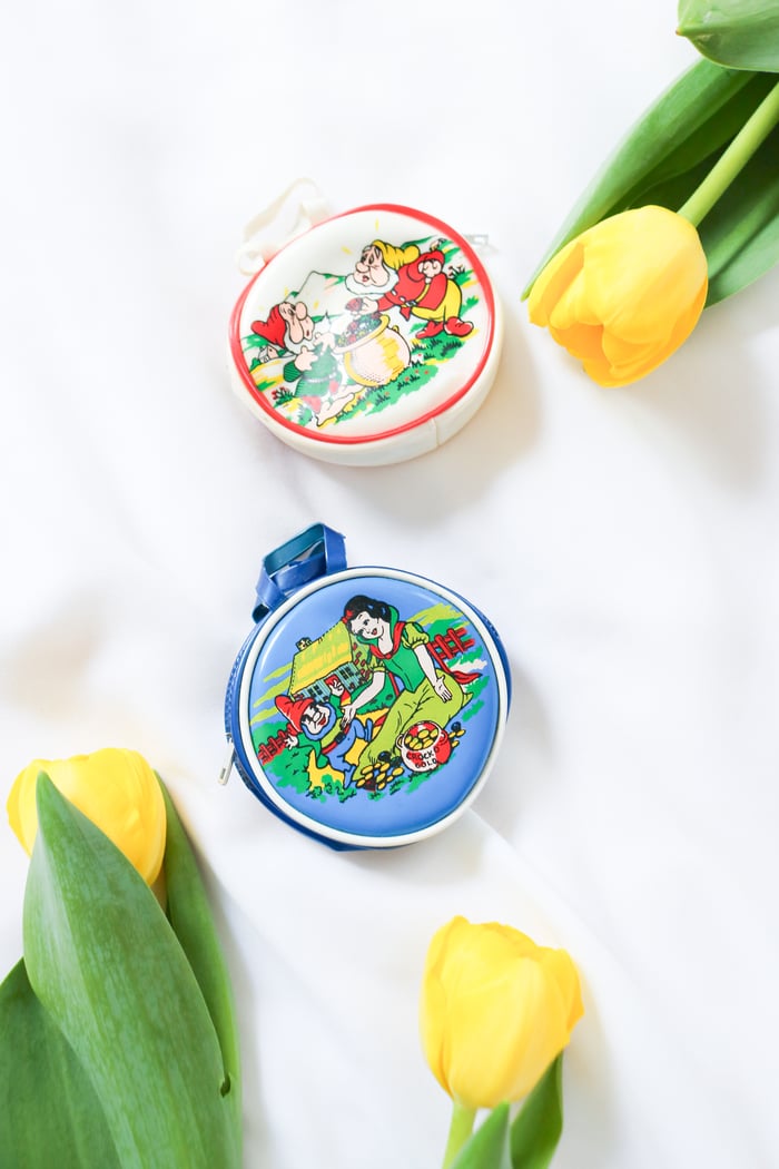 RARE Vintage 1960s Disney Snow White and the Seven Dwarfs Set of Two Coin Purses