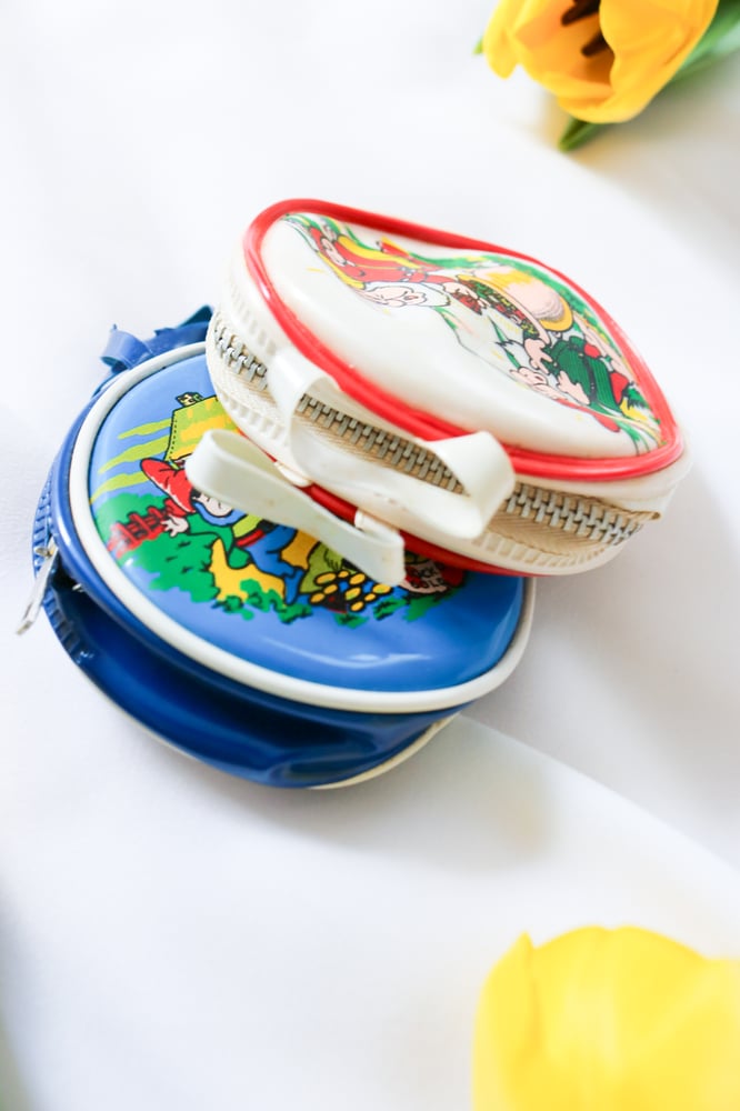 Image of RARE Vintage 1960s Disney Snow White and the Seven Dwarfs Set of Two Coin Purses