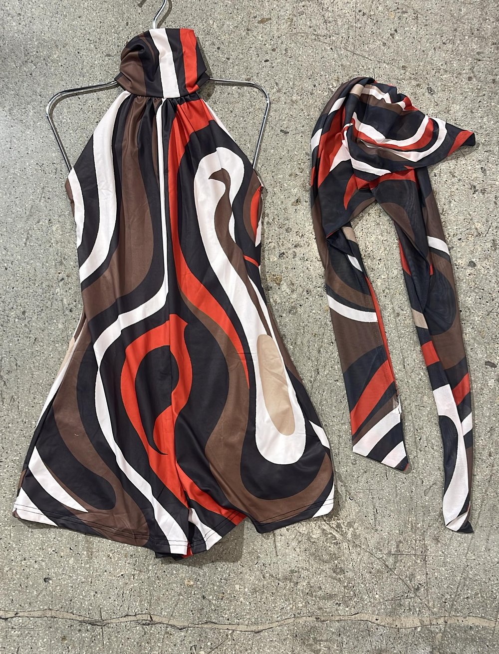 Image of THELMA ROMPER WITH HEAD SCARF