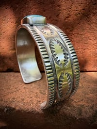 Image 5 of WL&A Handmade Ingot Old Style Carico Lake Turquoise Cuff - 3/4" width - Size 7 to 7.5" Wrist