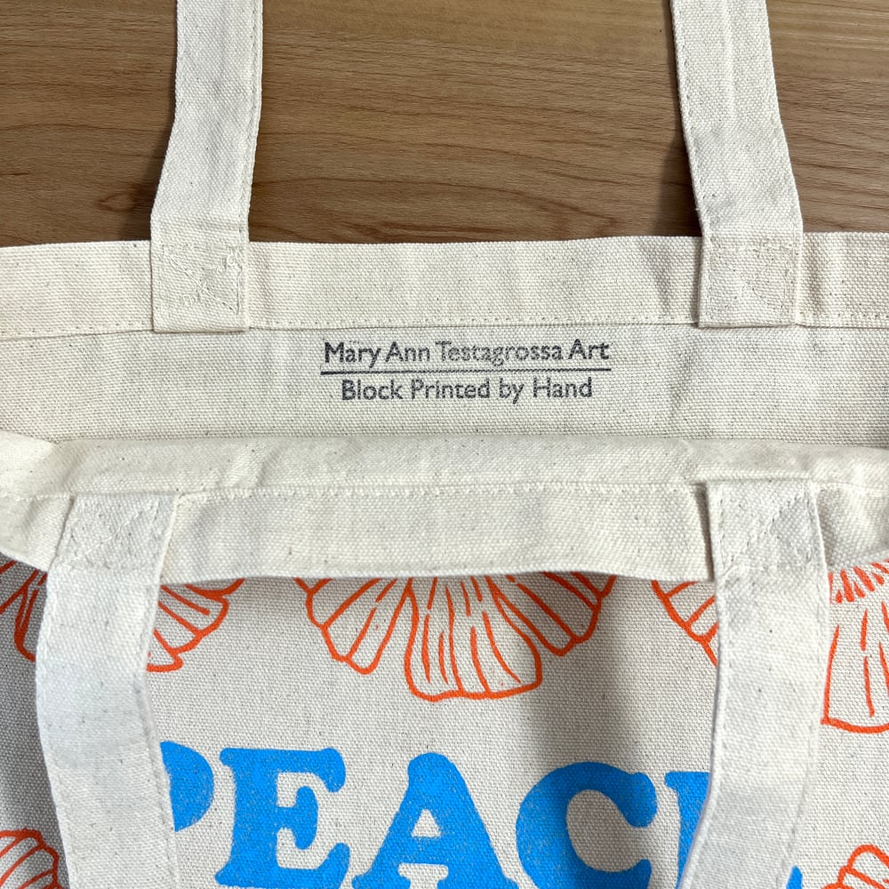 Image of Peace Tote with Orange Flowers  