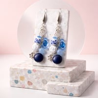 SILVER AND BLUE DANGLE EARRINGS