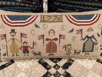 Image 1 of Parade Day Primitive Cross Stitch Decorative Folk Art Pillow~~