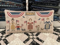 Image 2 of Parade Day Primitive Cross Stitch Decorative Folk Art Pillow~~