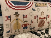 Image 3 of Parade Day Primitive Cross Stitch Decorative Folk Art Pillow~~