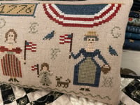 Image 4 of Parade Day Primitive Cross Stitch Decorative Folk Art Pillow~~