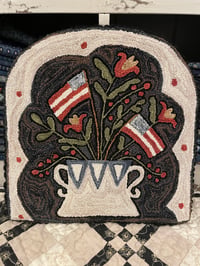 Image 1 of Blessed Nation Primitive Punch Needle Decorative Folk Art Mat/Mini Rug~~