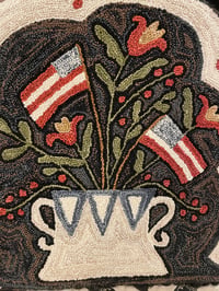Image 2 of Blessed Nation Primitive Punch Needle Decorative Folk Art Mat/Mini Rug~~
