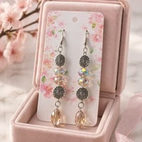 SILVER DANGLE EARRINGS WITH TOPAZ COLORED SUNCATCHER BEADS AND A TEARDROP DANGLE