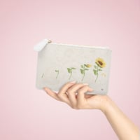 Image 4 of Mini Clutch Bag — “Progress Not Perfection” Sunflower Zip Pouch