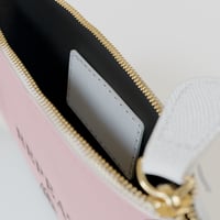Image 3 of Mini Clutch Bag — 'Sleep Coffee Pet Cat' Pink Cat Paw Zip Pouch