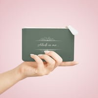 Image 4 of Mini Clutch Bag — "Abide in me... and I in you" Floral Script Wristlet