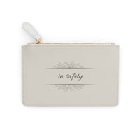 Image 2 of Mini Clutch Bag — Elegant "Dwell in Safety" Zip Pouch, Neutral Floral Accent