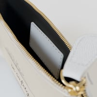 Image 3 of Mini Clutch Bag — Elegant "Dwell in Safety" Zip Pouch, Neutral Floral Accent