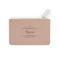 Image 1 of Mini Clutch Bag — "Renew Your Mind" Inspirational Zip Pouch, Neutral Floral Accent