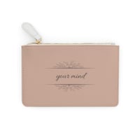 Image 2 of Mini Clutch Bag — "Renew Your Mind" Inspirational Zip Pouch, Neutral Floral Accent