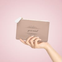 Image 5 of Mini Clutch Bag — "Renew Your Mind" Inspirational Zip Pouch, Neutral Floral Accent