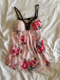 Image 1 of Vintage Y2K floral baby pink floaty babydoll cami  