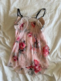 Image 2 of Vintage Y2K floral baby pink floaty babydoll cami  