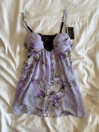 Image 1 of Vintage Y2K floral lilac floaty babydoll cami 