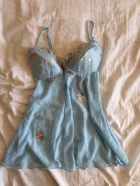 Image 1 of Vintage 1990s rare baby blue embroidered babydoll cami 