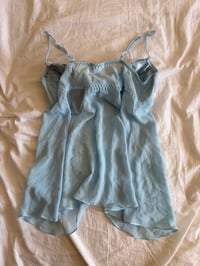 Image 2 of Vintage 1990s rare baby blue embroidered babydoll cami 