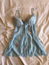 Image 7 of Vintage 1990s rare baby blue embroidered babydoll cami 