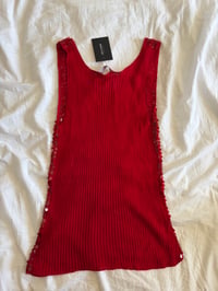 Image 2 of Vintage Y2K red crochet sequin top 