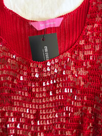 Image 3 of Vintage Y2K red crochet sequin top 