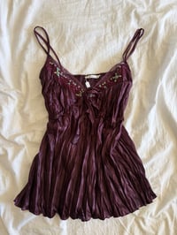Image 1 of Vintage Y2K purple dark fairy crinkle cami with iridescent sequins and beaded 