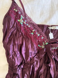Image 3 of Vintage Y2K purple dark fairy crinkle cami with iridescent sequins and beaded 