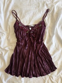 Image 6 of Vintage Y2K purple dark fairy crinkle cami with iridescent sequins and beaded 