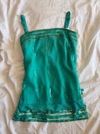 Image 1 of Vintage Y2K blue sequin mermaid cami 2000s deadstock with tags 