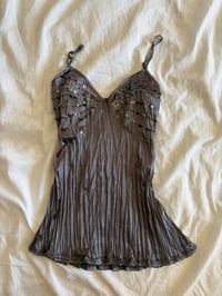 Image 1 of Vintage Y2K grey crinkle sequin cami top 2000s deadstock with tags 