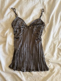 Image 7 of Vintage Y2K grey crinkle sequin cami top 2000s deadstock with tags 