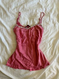 Image 1 of Vintage Y2K pink silk sequin cami 