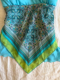 Image 3 of Vintage Y2K turquoise and green paisley asymmetrical hem cami 