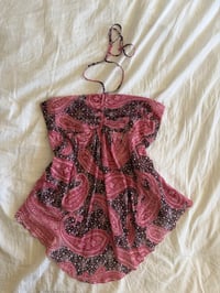 Image 1 of Vintage Y2K asymmetrical paisley halter neck cami with ruched bust 