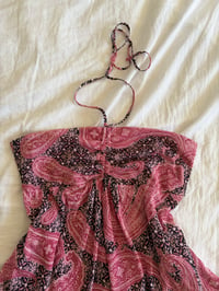 Image 3 of Vintage Y2K asymmetrical paisley halter neck cami with ruched bust 