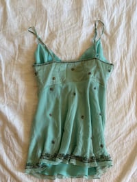 Image 2 of Vintage Y2K turquoise beaded silk fairy cami 