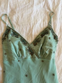 Image 3 of Vintage Y2K turquoise beaded silk fairy cami 