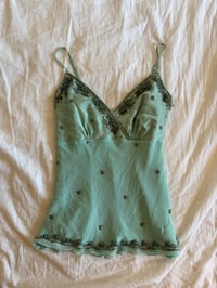 Image 9 of Vintage Y2K turquoise beaded silk fairy cami 