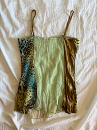 Image 2 of Vintage Y2K green forest fairy patchwork cami with beaded detail 