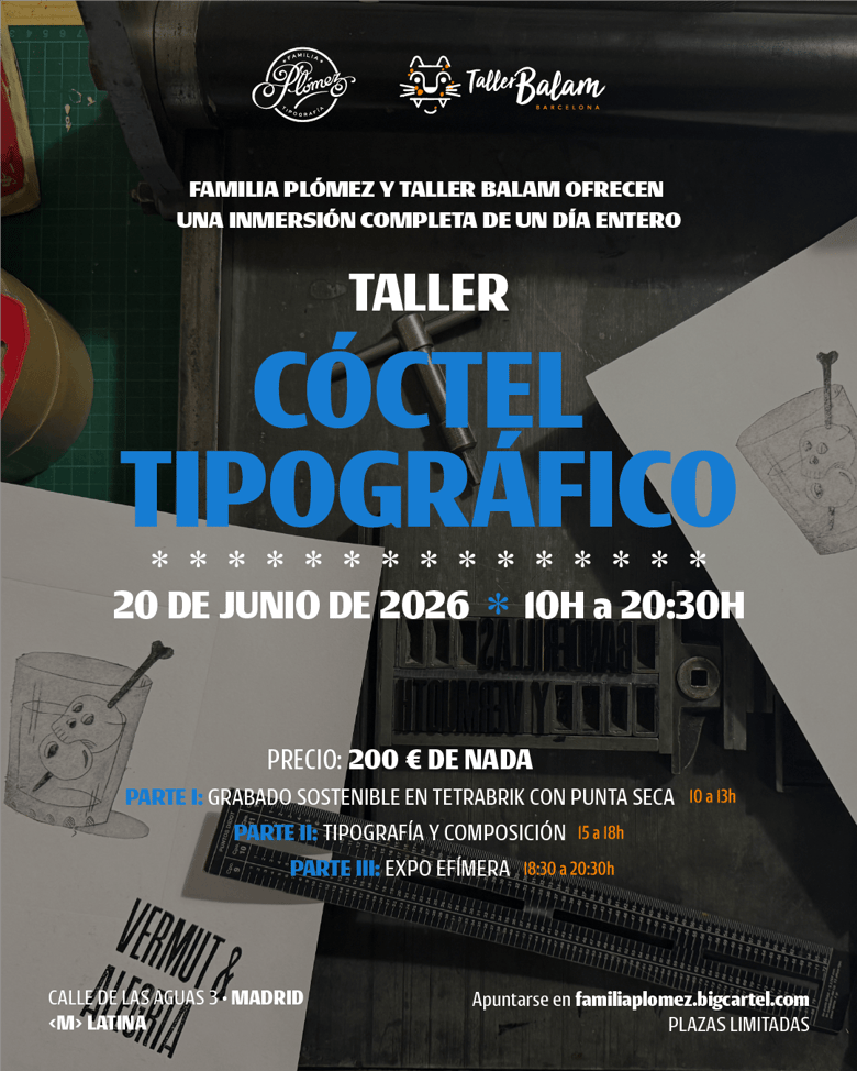Image of Taller Cóctel tipográfico - Grabado Tetrabrik & Tipo & Expo