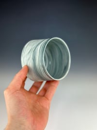 Image 2 of No. 19 | Teal & White Marbled Porcelain Tumbler 