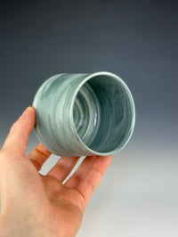 Image 2 of No. 22 | Teal & White Marbled Porcelain Tumbler 