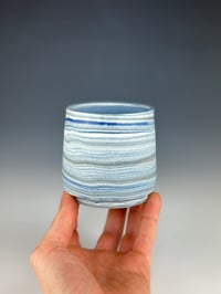 Image 1 of No. 27 | Blue, Black, and White Marbled Tumbler 